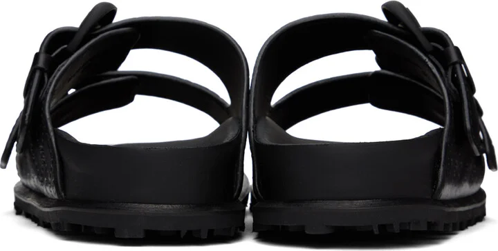 Marine Serre Black Embossed Leather MS Ground Sandals - Image 2