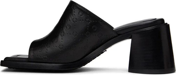 Marine Serre Black Embossed Leather MS Mules - Image 3