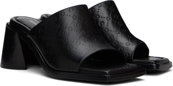 Marine Serre Black Embossed Leather MS Mules - Image 4
