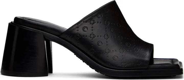 Marine Serre Black Embossed Leather MS Mules