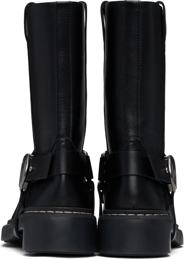 Marine Serre Black Metal Free Leather MS Moto Boots - Image 2