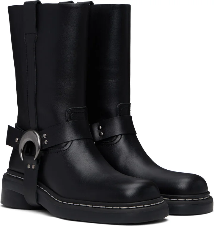 Marine Serre Black Metal Free Leather MS Moto Boots - Image 4