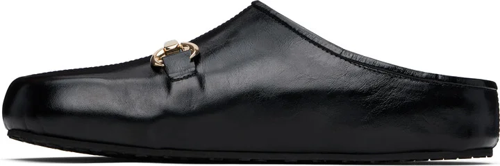 Marine Serre Black Smooth Leather MS Slip-on Loafers - Image 3