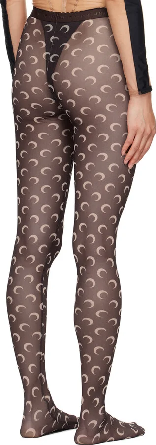 Marine Serre Brown Moon Printed Mesh Tights - Image 3