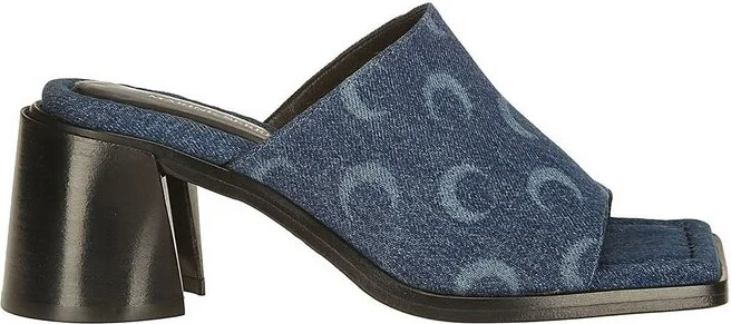 Marine Serre Denim Heeled Mules