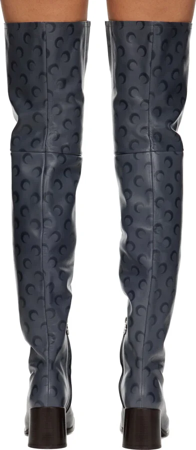 Marine Serre Gray Moon Airbrushed Leather Ms Block High Boots - Image 2
