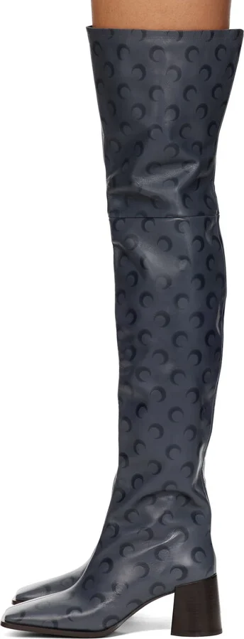 Marine Serre Gray Moon Airbrushed Leather Ms Block High Boots - Image 3