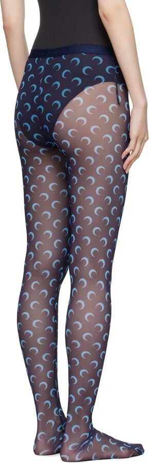 Marine Serre Navy Moon Printed Mesh Tights - Image 3