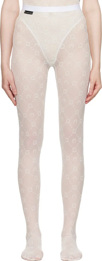 Marine Serre Off-White Recycled Mesh Flock Tights