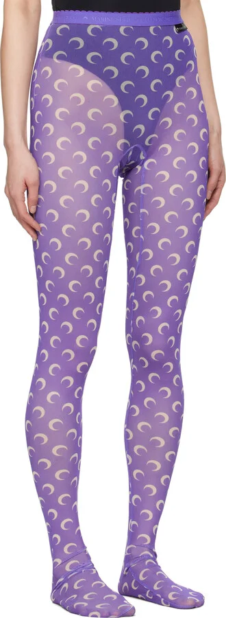 Marine Serre Purple Recycled Moon Mesh Tights - Image 2