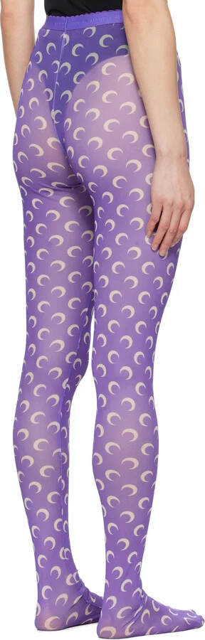 Marine Serre Purple Recycled Moon Mesh Tights - Image 3