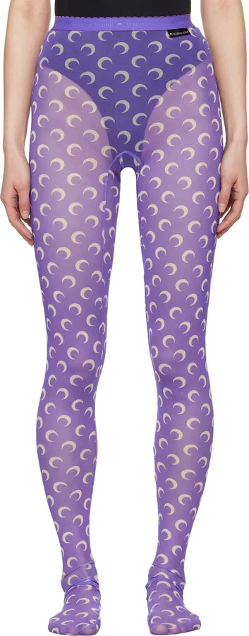 Marine Serre Purple Recycled Moon Mesh Tights