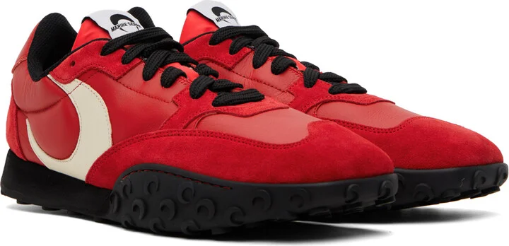 Marine Serre Red & White MS Rise Sneakers - Image 4