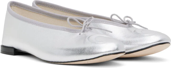 Marine Serre Silver Repetto Edition Lilouh Soft Nappa Ballerina Flats - Image 4