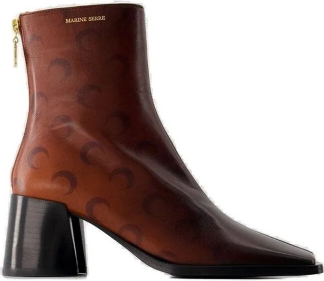 Marine Serre Square Toe Zipped Ankle Boots