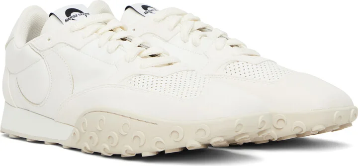 Marine Serre White Suede Leather MS Rise Sneakers - Image 4