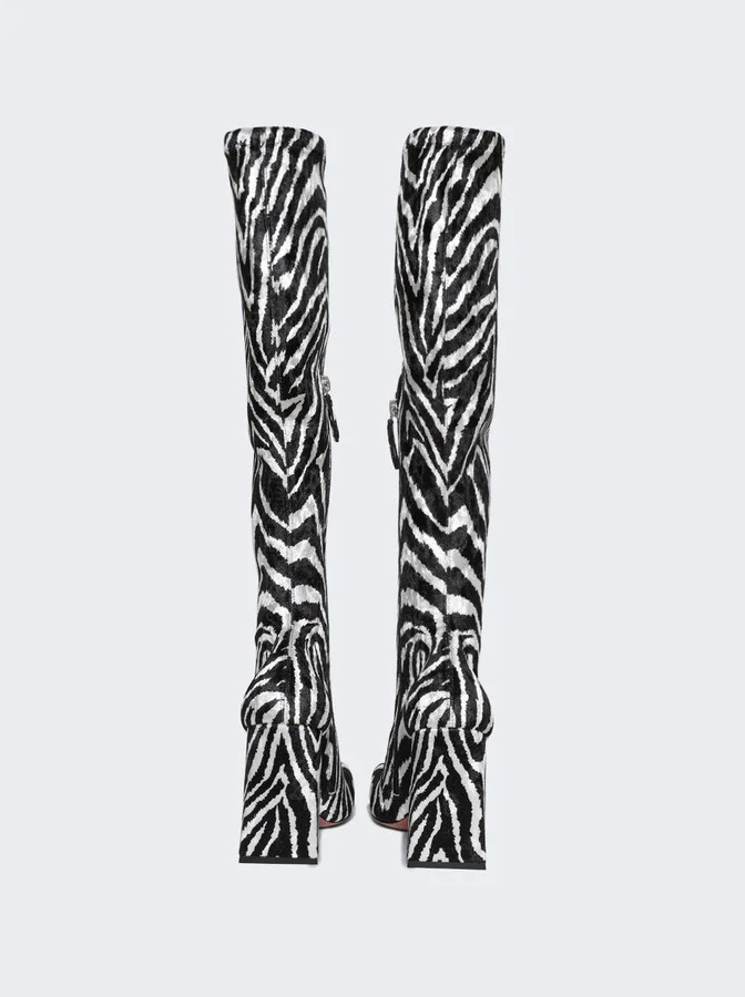 Marine Stretch Velvet Boot Zebra