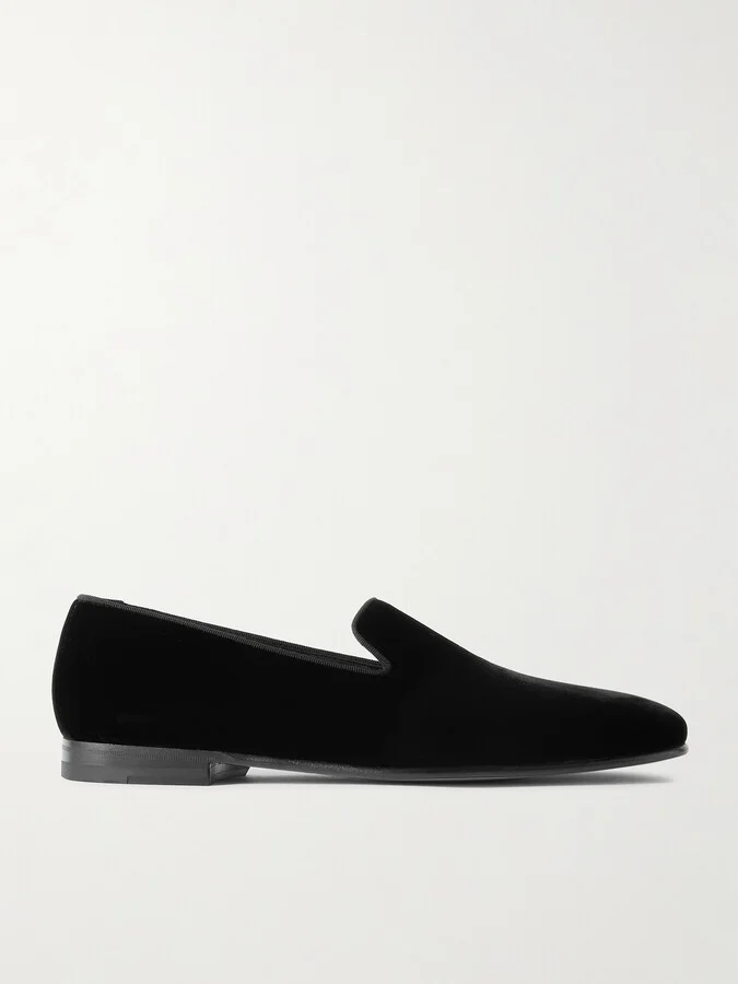 Mario Grosgrain-Trimmed Velvet Loafers