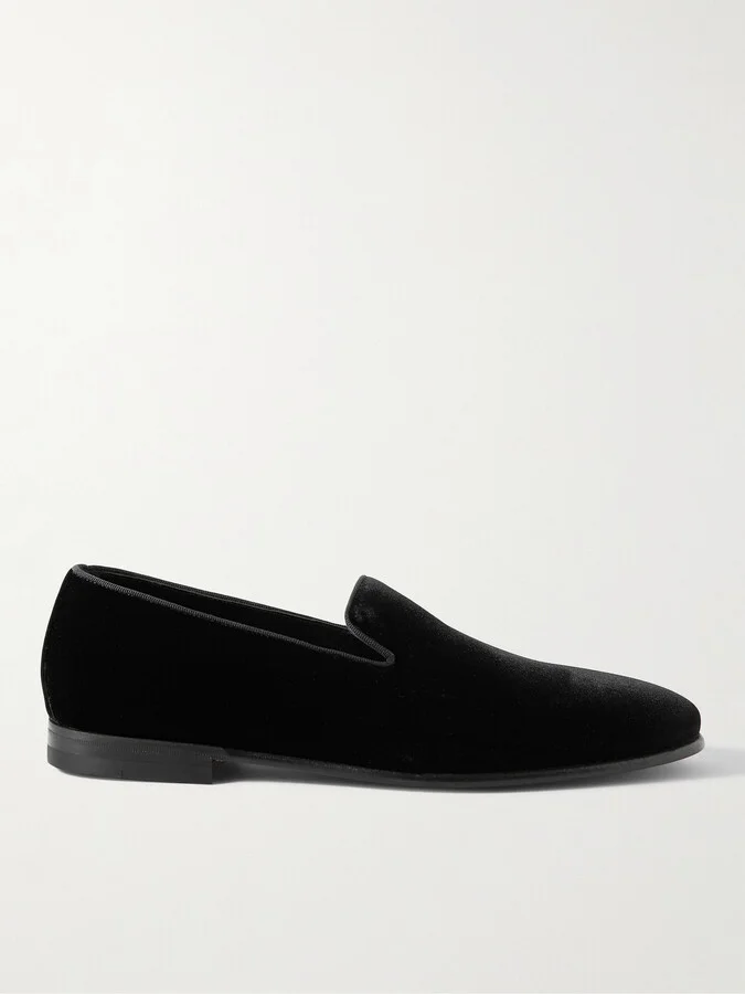 Mario Grosgrain-Trimmed Velvet Loafers
