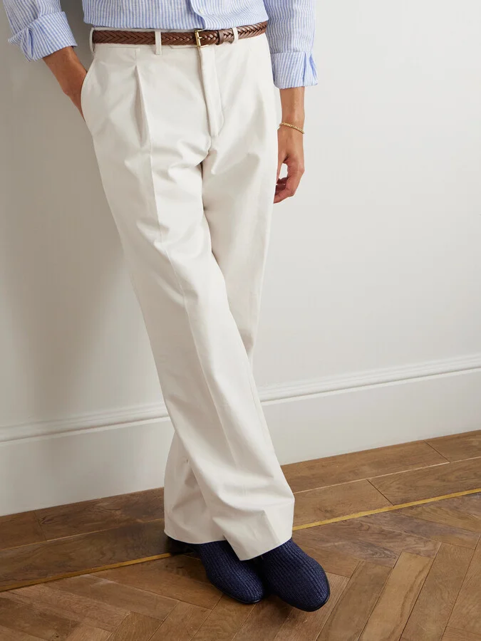 Mario Leather-Trimmed Raffia Loafers - Image 2