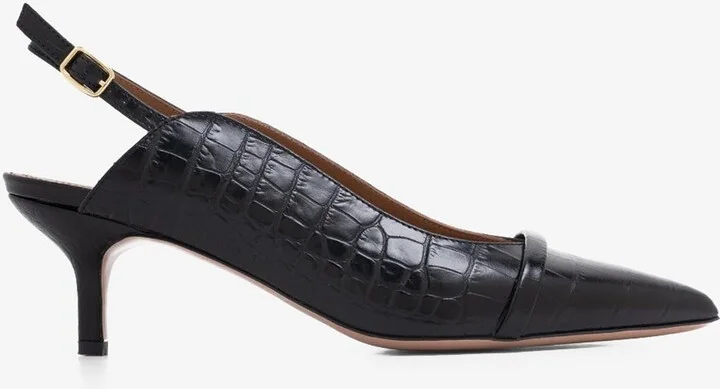 Marion 45 Slingback Pumps in Croc-Embossed Leather