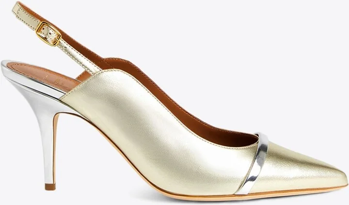 Marion 70 Metallic Leather Slingback Pumps