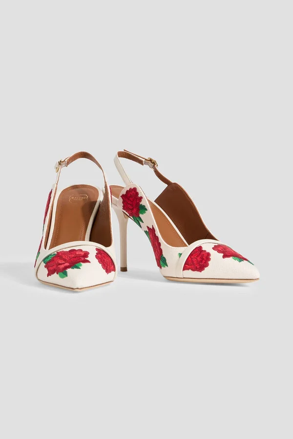 Marion 85 embroidered canvas slingback pumps - Image 2