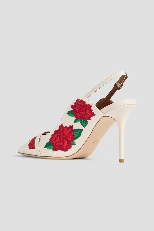 Marion 85 embroidered canvas slingback pumps - Image 3