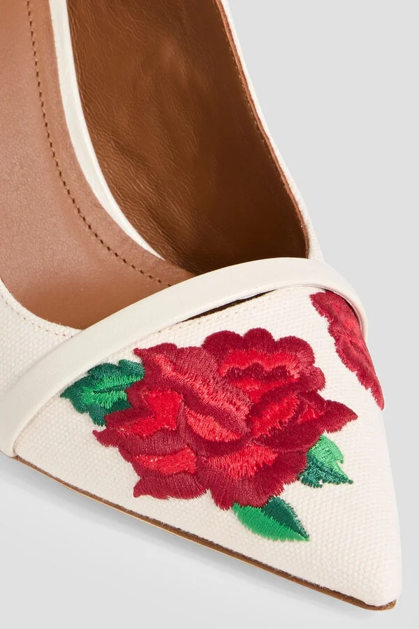 Marion 85 embroidered canvas slingback pumps - Image 4