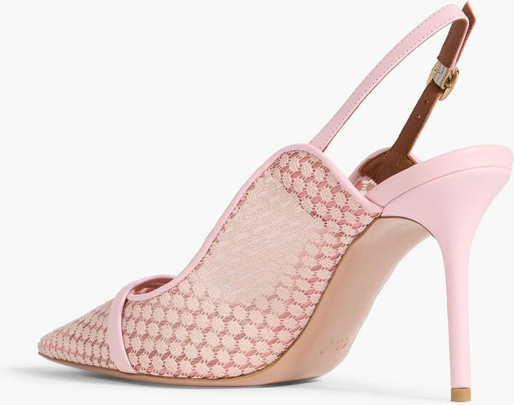 Marion 85 leather-trimmed lace slingback pumps - Image 3