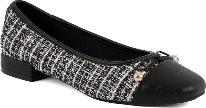 Marios Womens Bow Knit Ballet Flats
