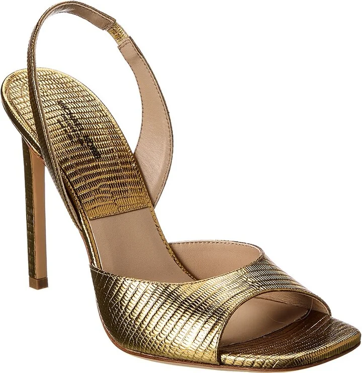 Marisa Lizard-Embossed Leather Slingback Sandal