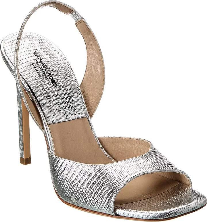 Marisa Lizard-Embossed Leather Slingback Sandal