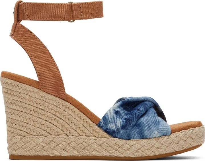 Marisela Navy Washed Denim Wedge Sandal
