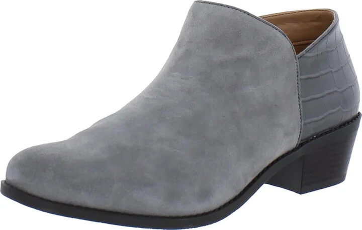 Marissa Womens Suede Embossed Booties