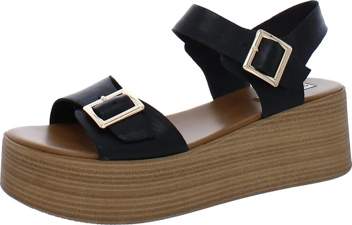Marka Womens Buckle Ankle Strap Platform Sandals