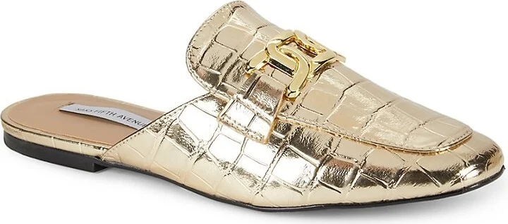 Marla Embossed Metallic Mules - Image 2