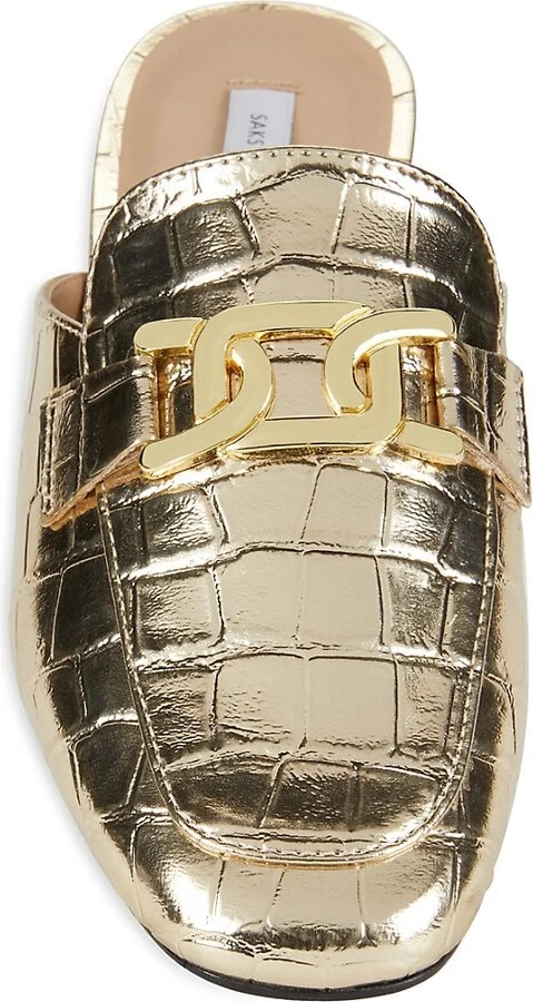 Marla Embossed Metallic Mules - Image 5