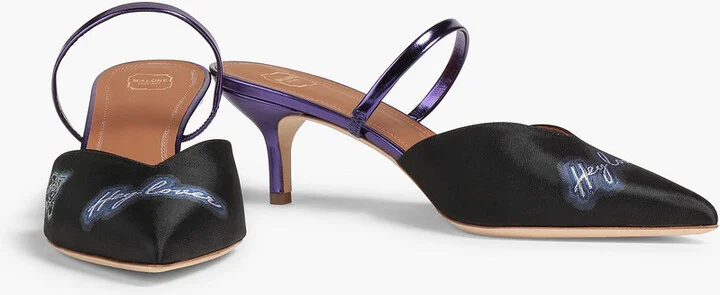 Marla leather-trimmed embroidered jacquard pumps - Image 2
