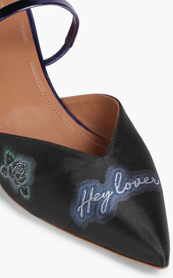 Marla leather-trimmed embroidered jacquard pumps - Image 4