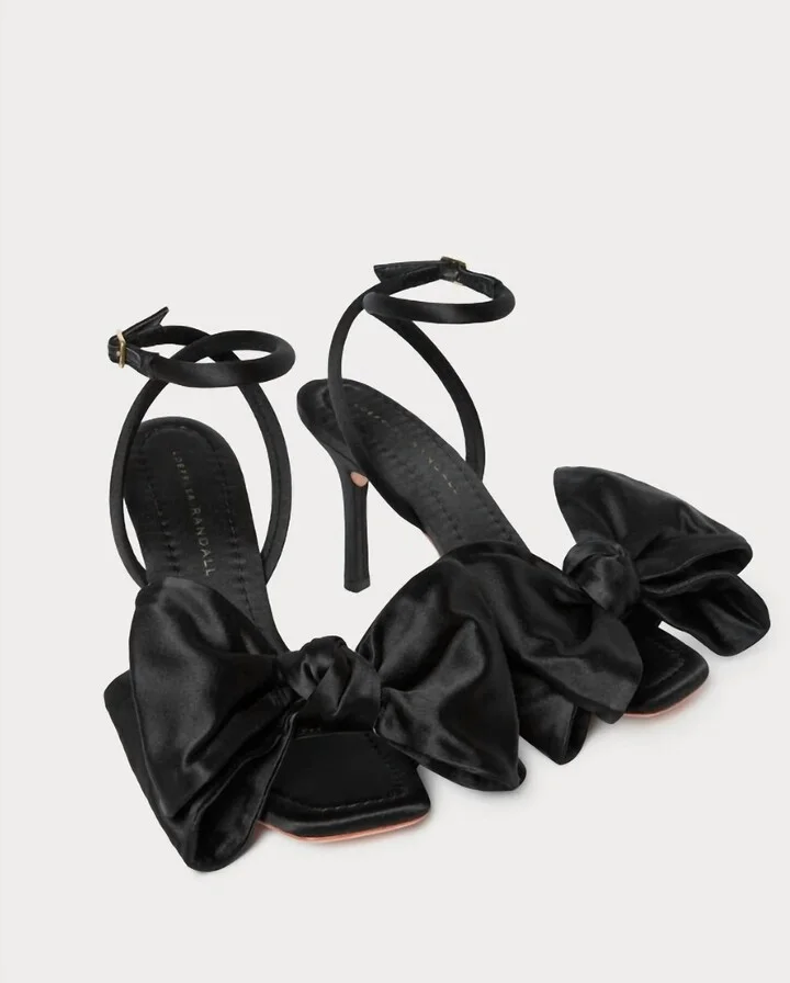 Marlena Satin Bow Sandal In Black