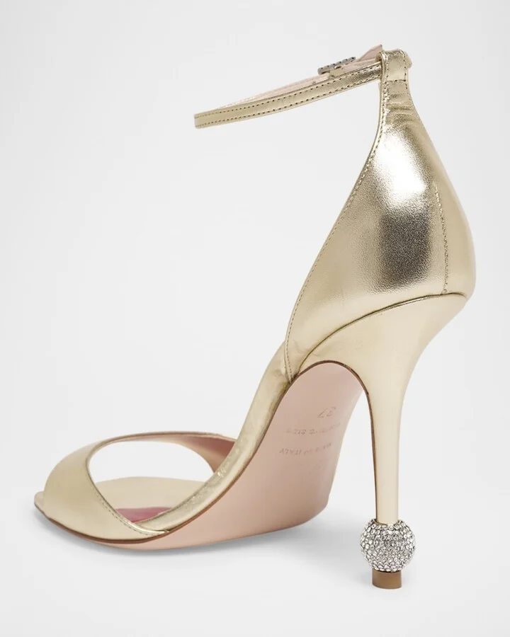 Marlene Leather Crystal-Heel Sandals - Image 6