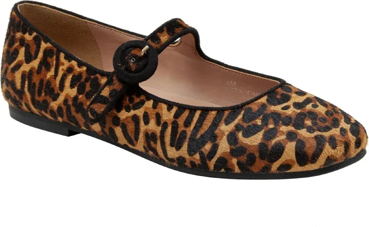 Marley Leopard Print Genuine Calf Hair Flat