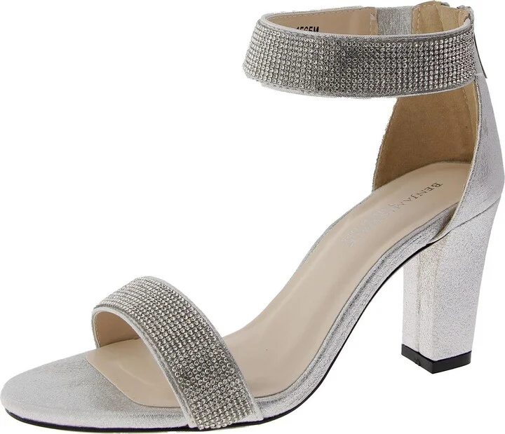 Marley Womens Rhinestone Metallic Ankle Strap