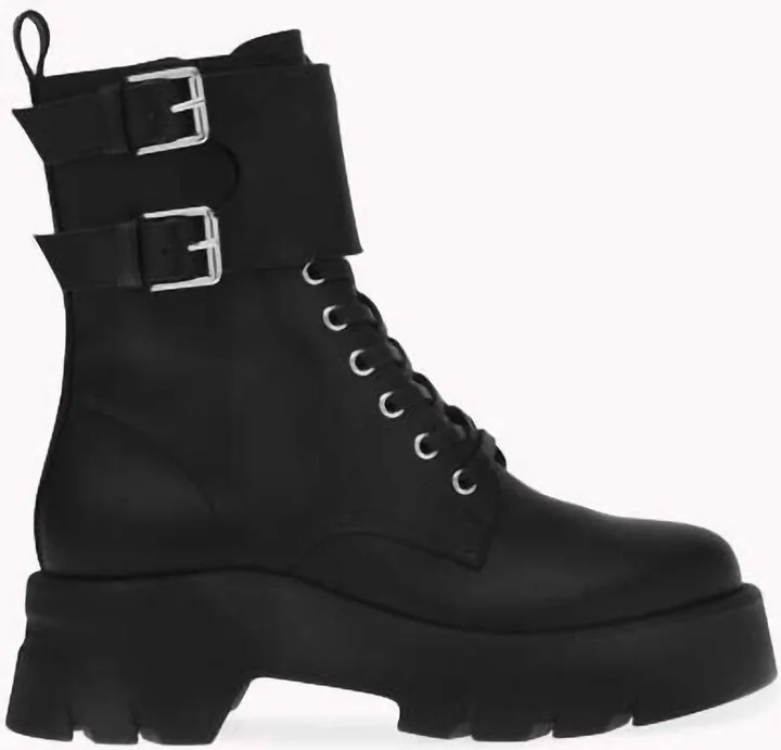 Marloe Ankle Combat Boot In Black