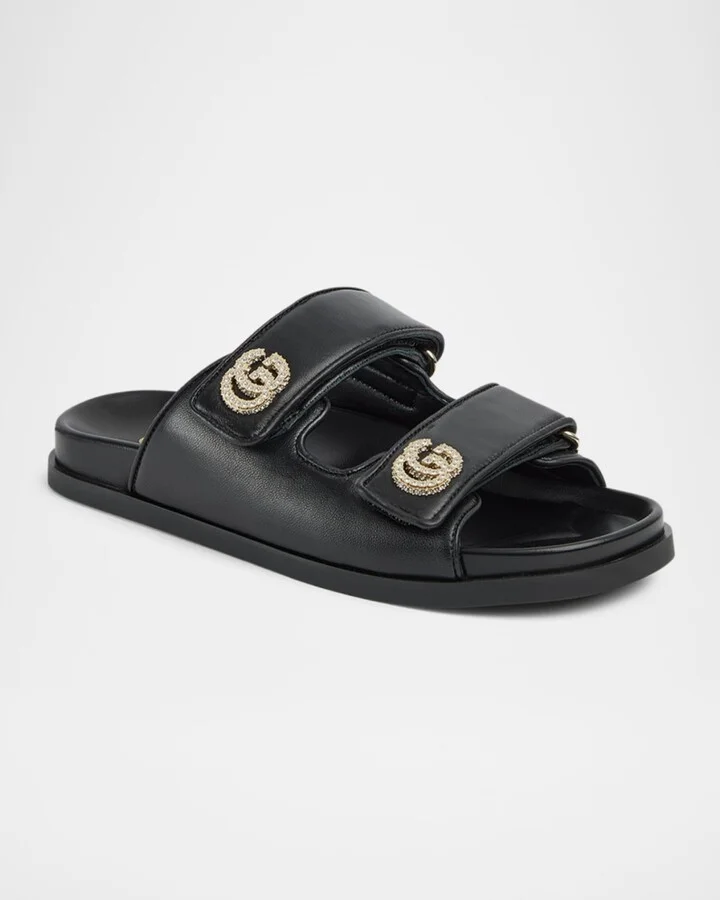 Marmont Embellished GG Double Strap Slide Sandals - Image 3