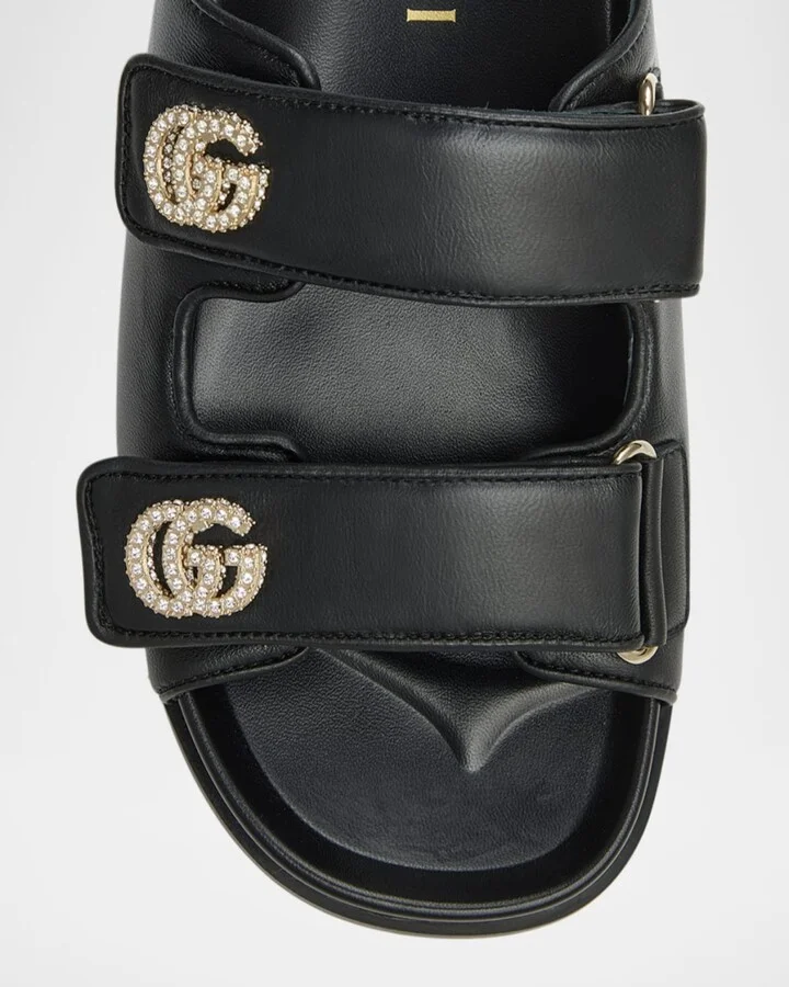 Marmont Embellished GG Double Strap Slide Sandals - Image 4