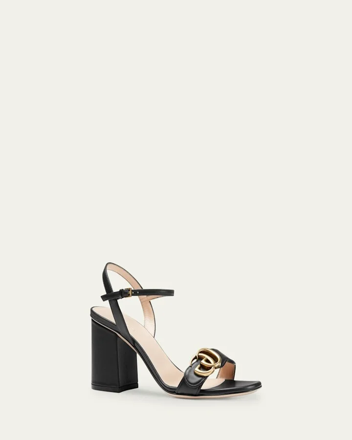 Marmont Leather GG Block-Heel Sandals - Image 2