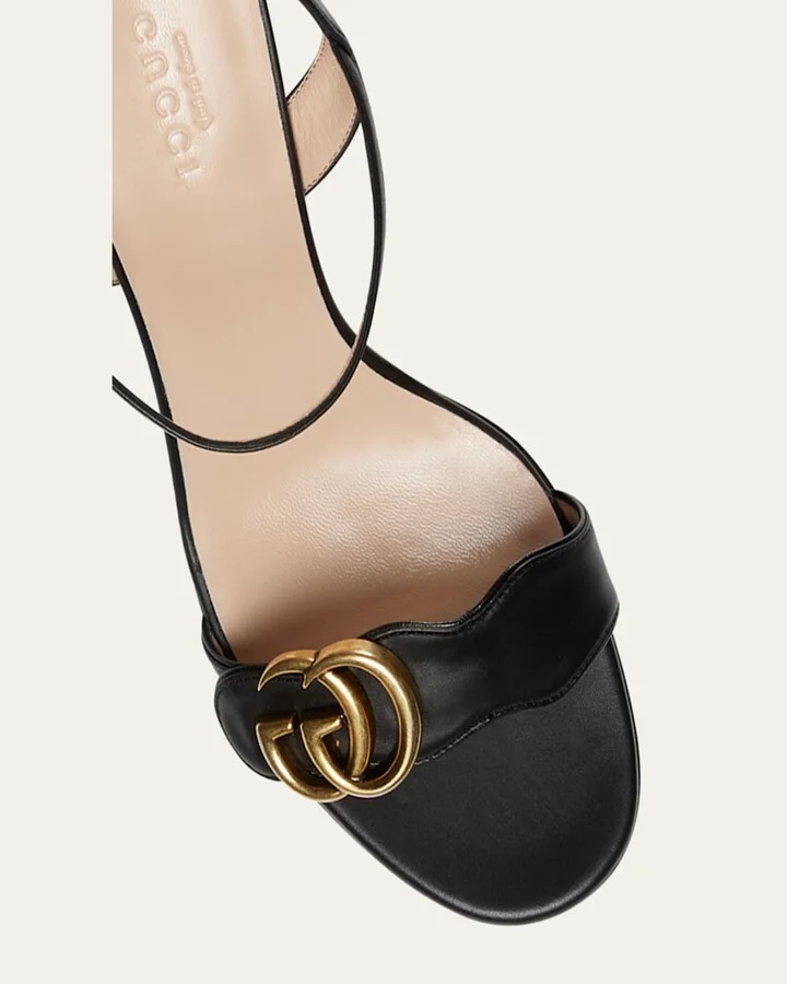 Marmont Leather GG Block-Heel Sandals - Image 3