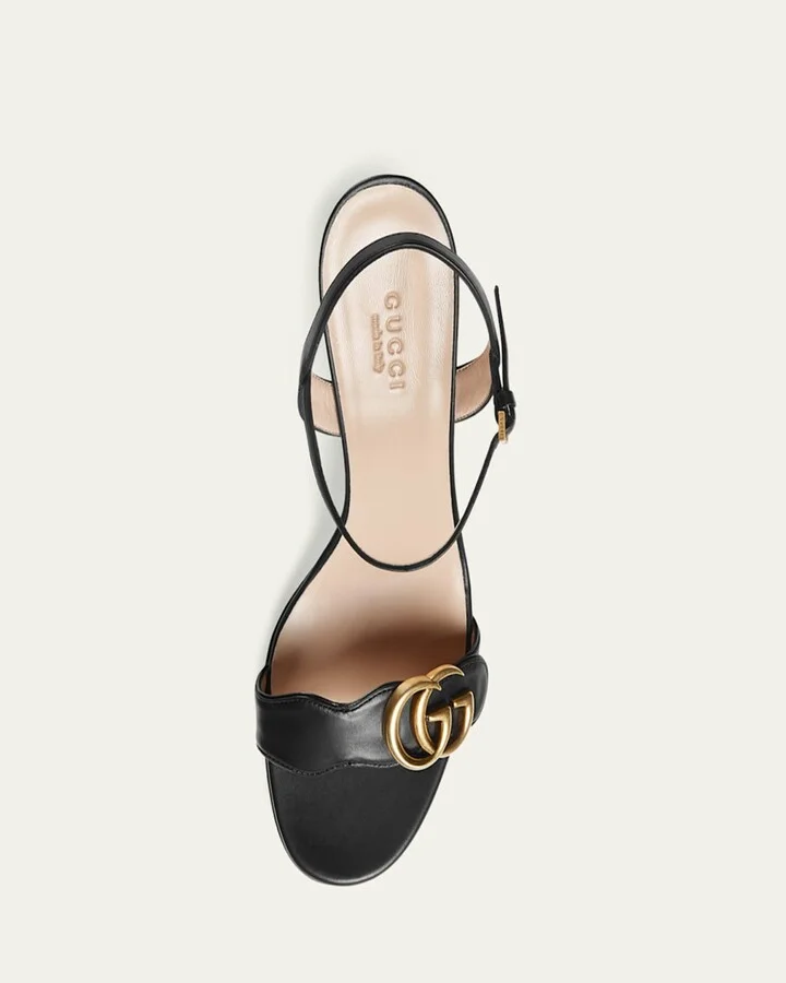Marmont Leather GG Block-Heel Sandals - Image 4
